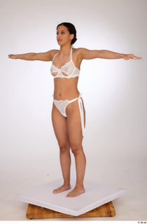 Jimena lingerie standing t-pose underwear white lace bikini bottoms white…